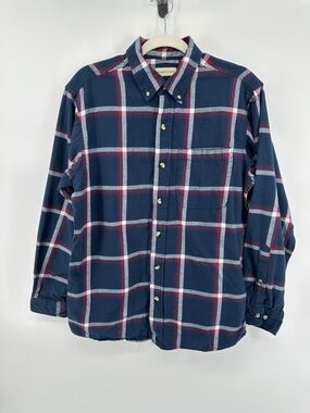 Hobbs Creek Cabincore Preppy Rugged Navy Plaid Button-Down Shirt SzM
